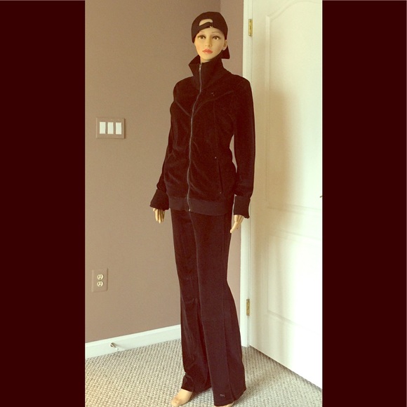 puma skinny fit tracksuit set in black